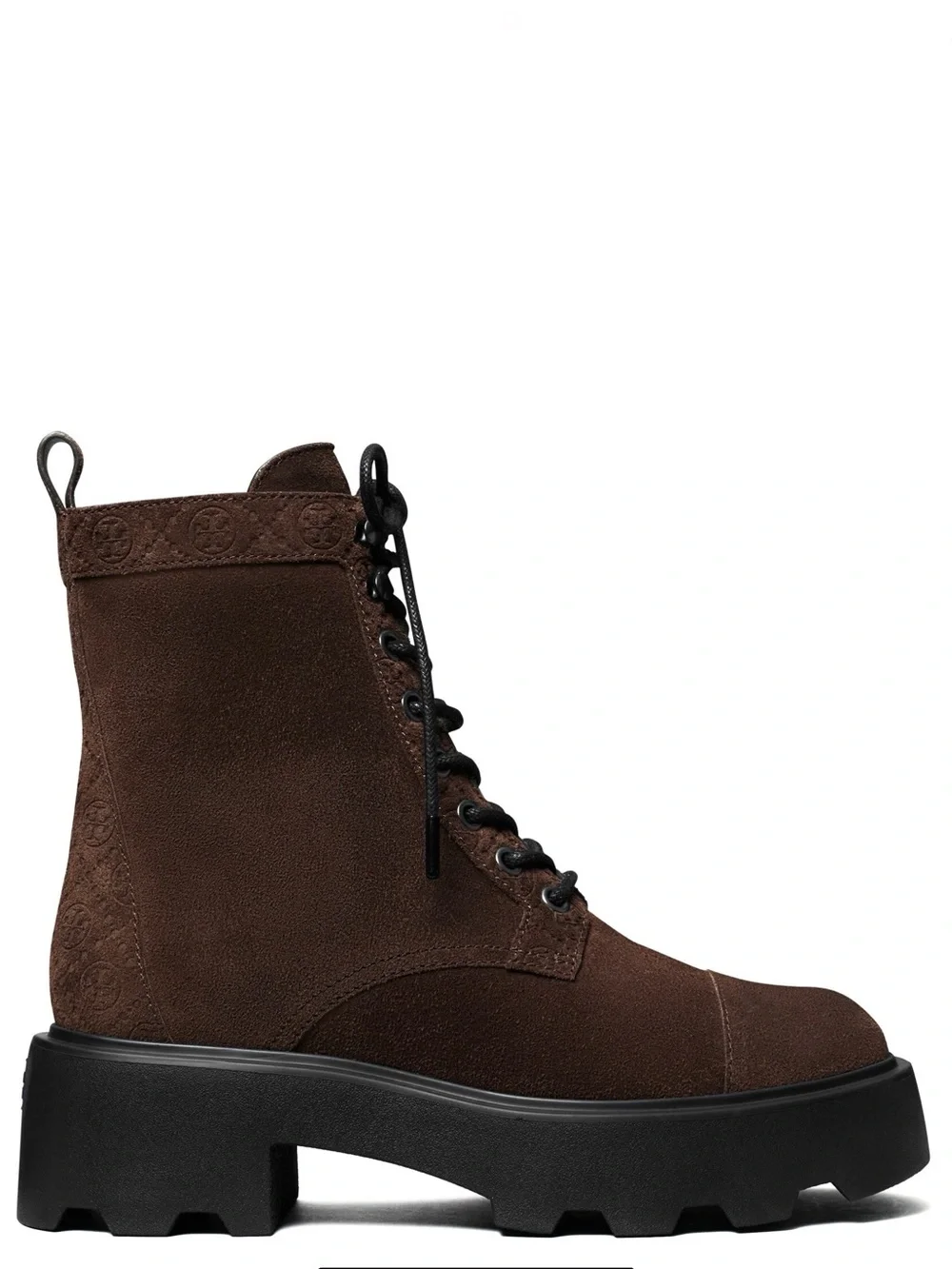 TORY BURCH BROWN SUEDE COMBAT BOOTS